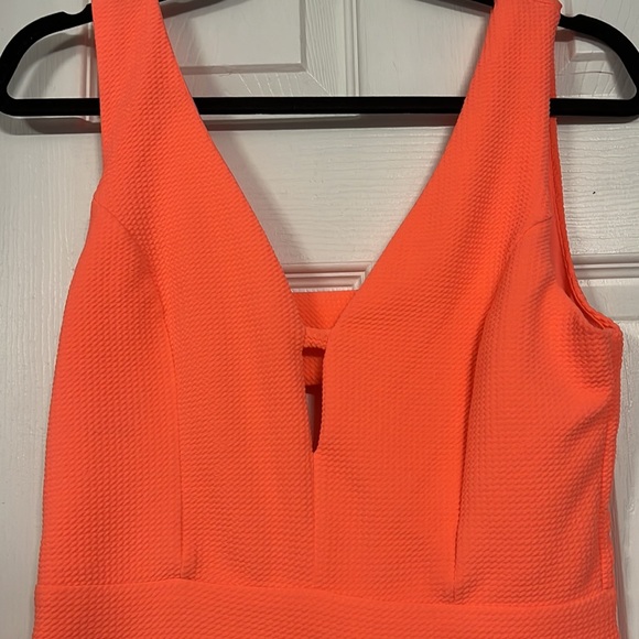 Neon Coral Pink Mini Dress, Size M - Picture 3 of 7